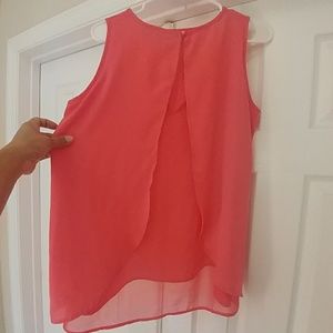Mullen coral overlay sheer top